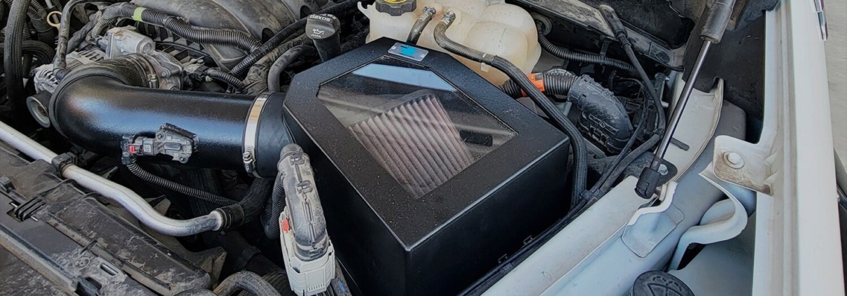 Silverado engine bay with cold air inductions intake installed